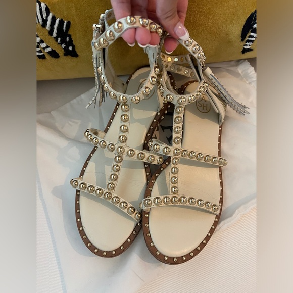 Ash Leather Power Studded Flat Sandals - Picture 12 of 13